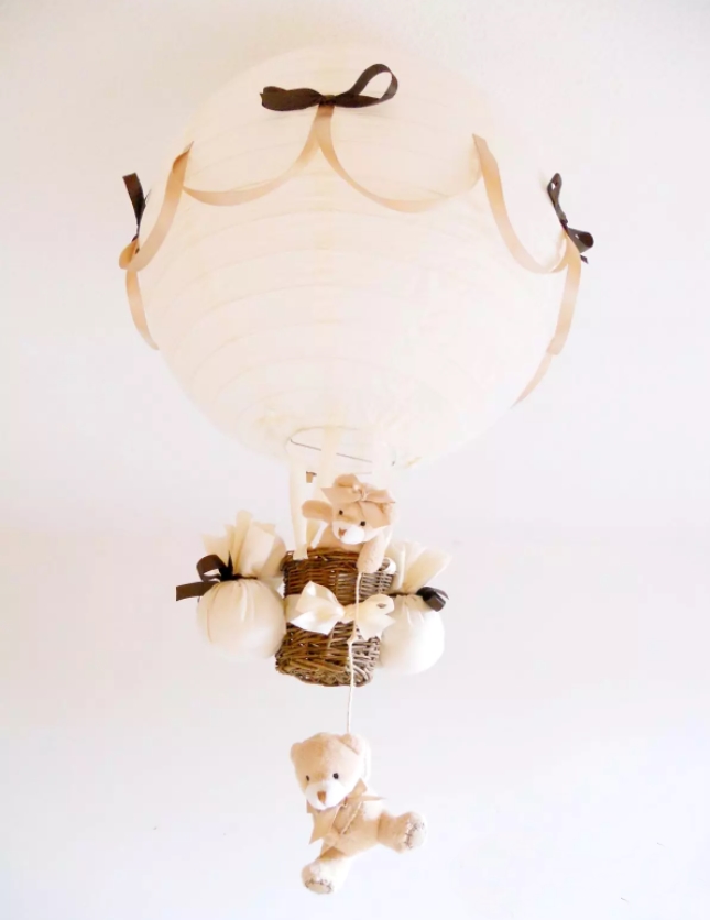 Lampe montgolfière enfant bébé beige chocolat-création artisanale