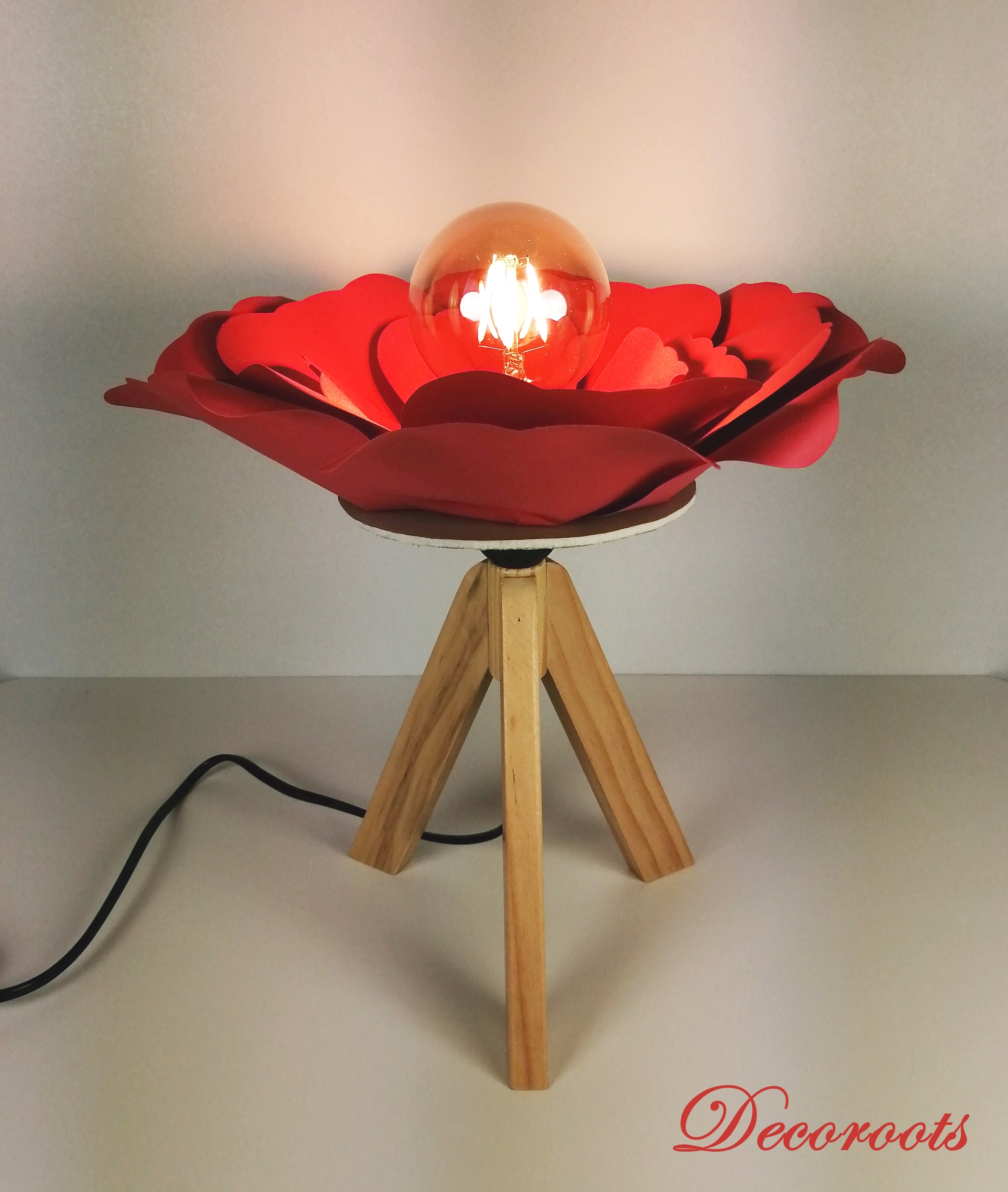 lampe chevet design fleur coquelicot origami rouge enfant bébé japonaise 23