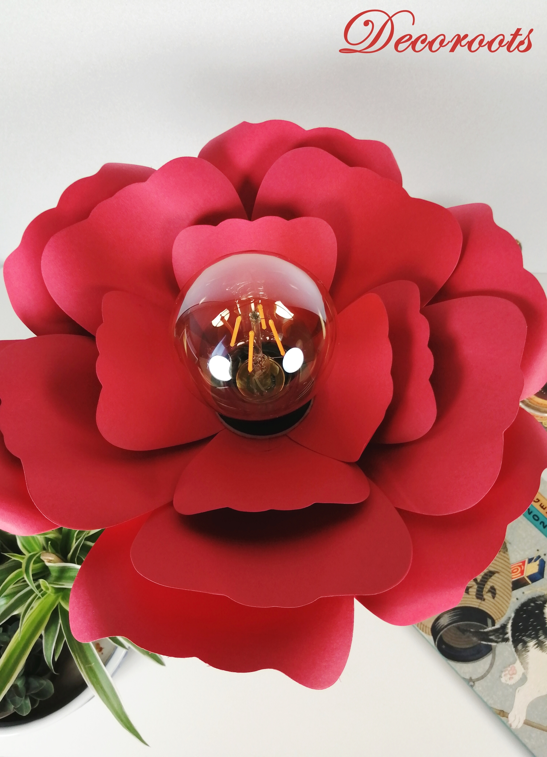 lampe chevet design fleur coquelicot origami rouge enfant bébé japonaise