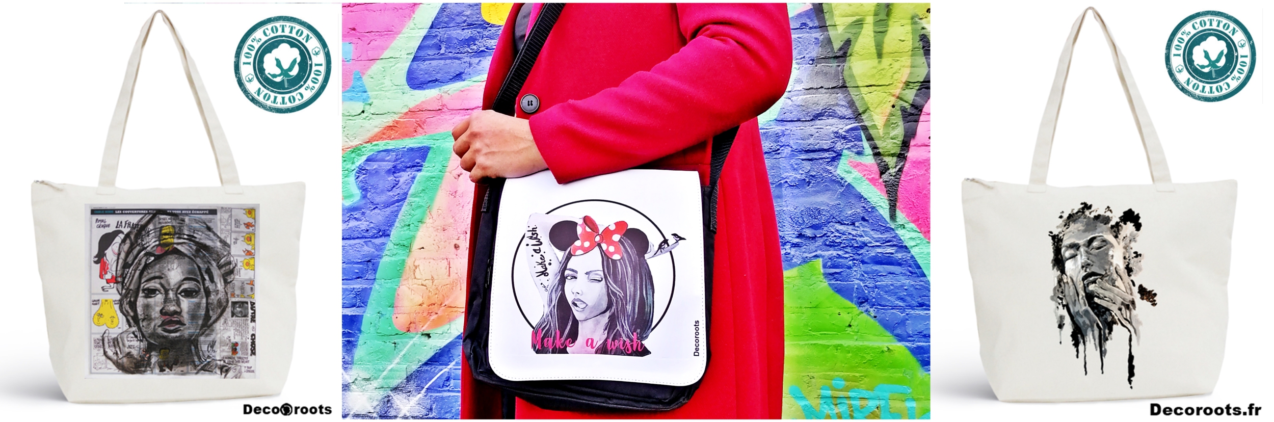 sac decoroots grafitti tote bag art artiste
