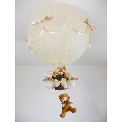 Lampe montgolfière  beige ivoire marron noisette.