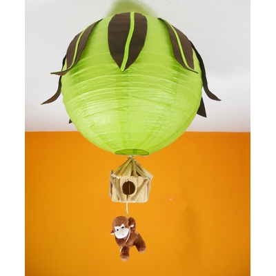 lustre Didou le singe thème jungle vert anis et marron chocolat.