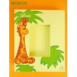 cadre enfant bébé girafe boit peint à la main thème jungle safari