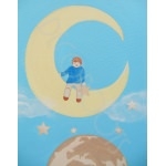 tableau enfant bébé de la terre à la lune poétique enfant sur la lune garçon bleu décoration