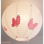 lampe suspension abat-jour lustre envol de papillons rose 3