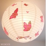 lampe suspension abat-jour lustre envol de papillons rose 2