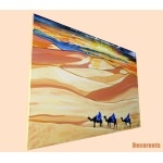 tableau ethnique désert coucher de soleil caravane de touareg décoration 2