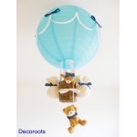 lampe montgolfière enfant bébé ours et oursonne bleu marine bleu beige