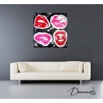 tableau design pop bouche slice me noir blanc rouge rose fuschia contemporain moderne peint à la main décoration salon