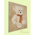 tableau enfant bébé ours taupe marron chocolat beige mixte décoration peluche garçon fille PROFIL