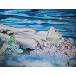 affiche au fil de l'eau art artiste contemporain femme fleur
