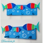Porte manteau poisson thème mer existe en bleu et gris.