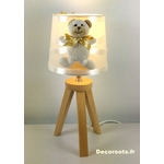 lampe chevet ours beige allumé