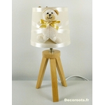 lampe de chevet enfant bebe ours beige mixte bois