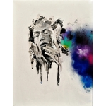 tableau design contemporain dust femme nir et blanc visage multicolore