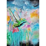 tableau art design contemporain nature femme oiseau colibri 3