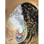 tableau art contemporain femme indienne africaine massaï doré