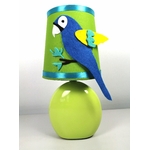 Lampe chevet enfant bébé jungle vert anis bleu turquoise perroquet safari cadeau
