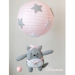 lampe enfant bébé chat fille rose pale blanc gris étoile naissance cadeau peluche allumée