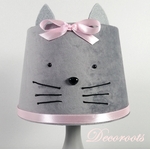 lampe chevet enfant bébé fille chat rose pastel gris decoration artisanale