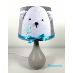 Lampe de chevet ours garçon enfant bébé polaire bleu turquoise gris blanc