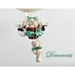 lampe montgolfière  ours beige mixte vert décoration enfant lustre foret