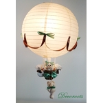 lampe montgolfière  ours beige mixte vert décoration enfant lustre decoration bébé