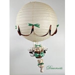 lampe montgolfière  ours beige mixte vert décoration enfant lustre