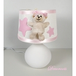 lampe-chevet-enfant-bebe-ours-fille-beige-rose-vieux-blanc-cadeau-naissance-artisanale étoile