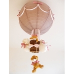 lampe-enfant-bebe-montgolfiere-ours-et-oursonne-peluche-rose-pastel-taupe-vieux-rose-marron-decoration-chambre-lustre-suspension-abat-jour