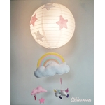 lampe luminaire enfant bébé fille arc en ciel licorne rose pastel multicolore decoration lustre