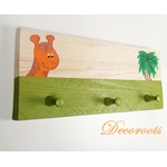 porte manteau jungle thème safari vert anis girafe