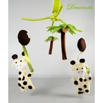 mobile bebe musical thème jungle girafe vert anis marron chocolat decoration 4