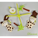 mobile bebe musical thème jungle girafe vert anis marron chocolat decoration 1