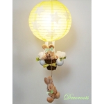 lampe montgolfière luminaire enfant bébé lapin étoile naissance cadeau vert anis beige jaune decoration menthe