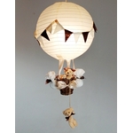 Lampe-montgolfiere-enfant-bebe-beige-chocolat-création artisanale-ours-fanion-decoration
