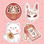 stickers-japon-manga-kitsune-maneko-neki-daruma