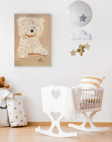 décoration chambre enfant bébé luminiare lampe de chevet original artisanale beige taupe rose pastel gris nuage ours
