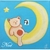 tableau enfant bébé ours sur la lune bleu