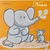 tableau enfant bébé éléphant et souris orange et gris