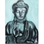 tableau ethnique zen bouddha noir et blanc vert de gris peint à la main décoration AF