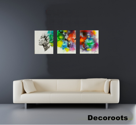 tableau-art-contemporain-triptyque-femme-nature-tache-couleur-nuage-multicolore-zen