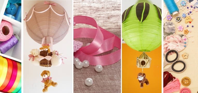 luminaire enfant lampe de chevet bébé montgolfière abat-jour lustre