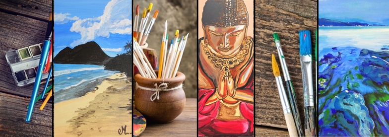 tableau art artiste nature zen bouddha mer plage décoration luminaire lampe bois flotté
