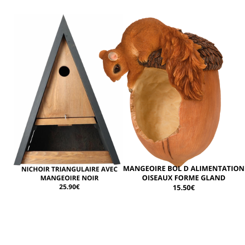 nichoir triangulaire avec mangeoire noir 25