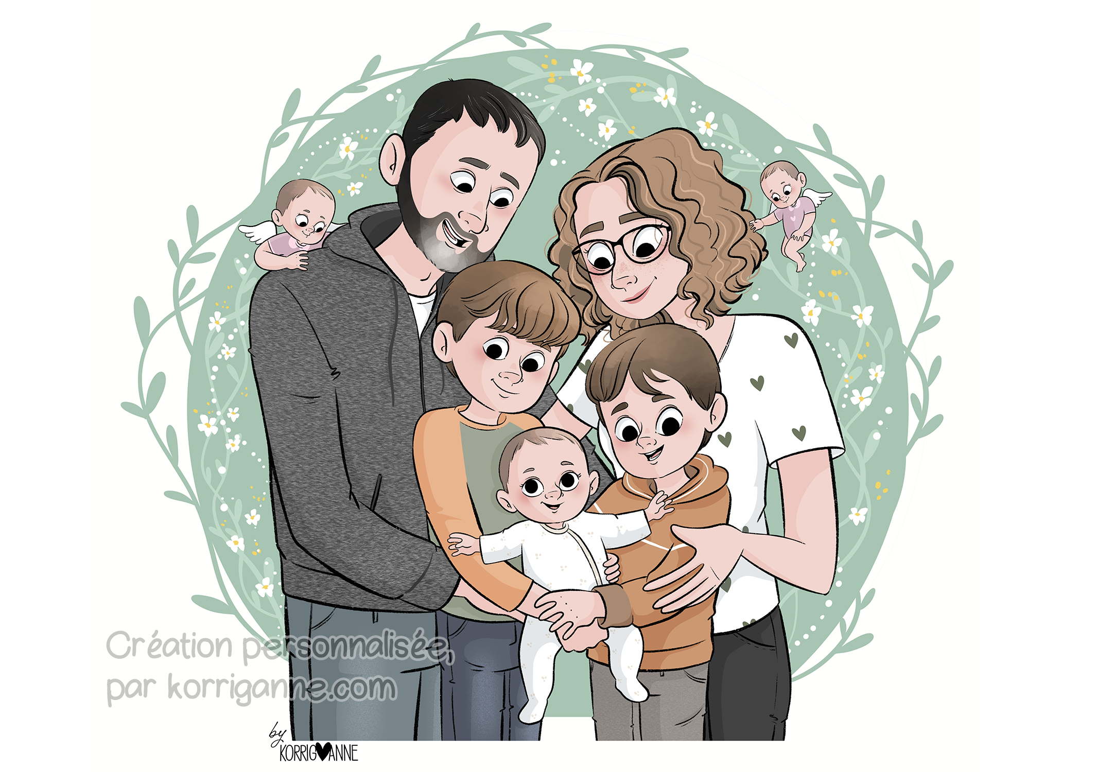 aperçu portrait famille illutre personnalisable