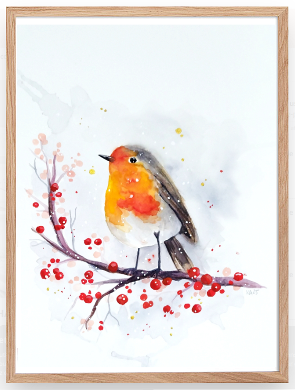 rouge gorge aquarelle 2