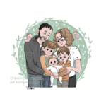 aperçu portrait famille illutre personnalisable