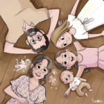 portrait de famille étoile illustré personnalisé