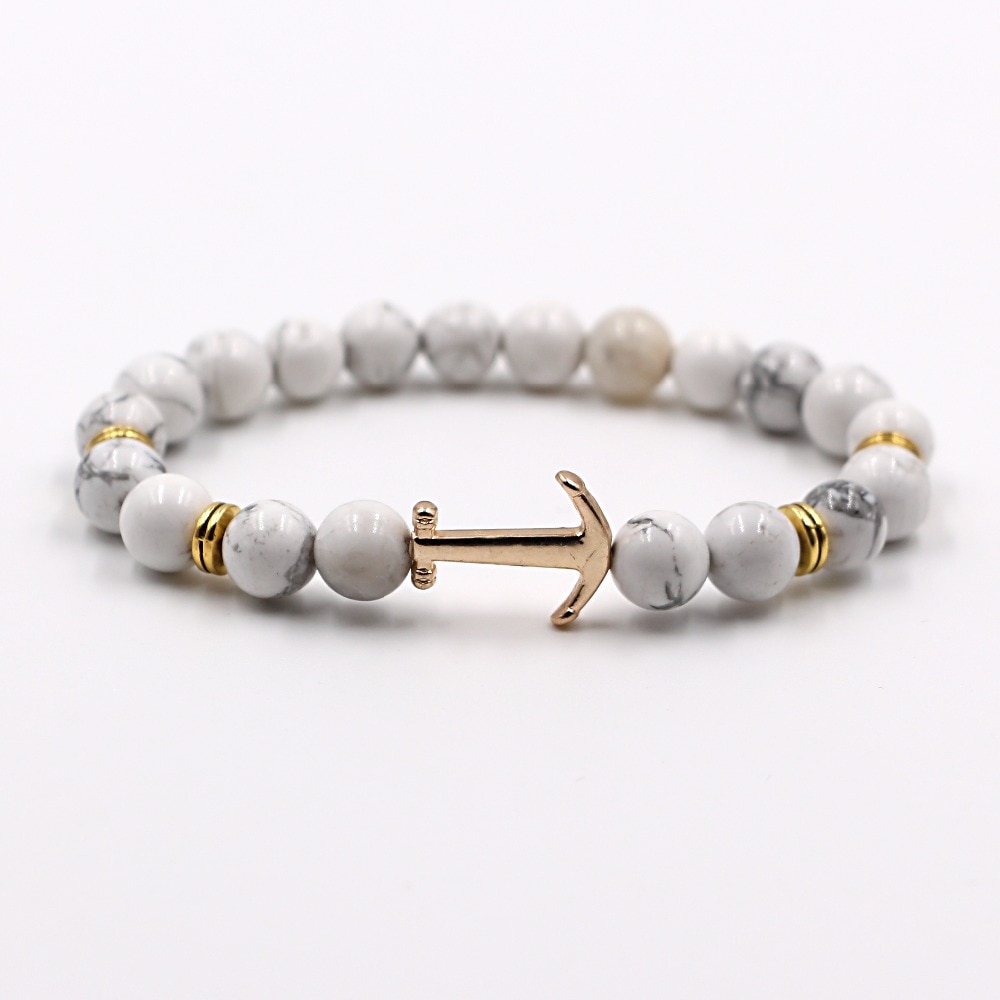 Chaud-8-couleurs-pierre-naturelle-ancre-Bracelet-fl-che-blanc-noir-Onyx-perles-de-lave-bracelets